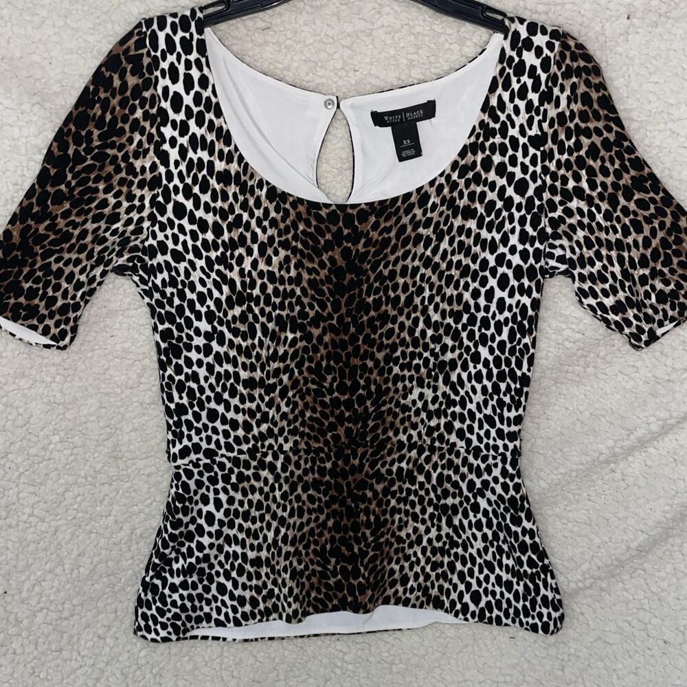 Women’s White House Black Market Cheetah Blouse Shirt Size Extra Small